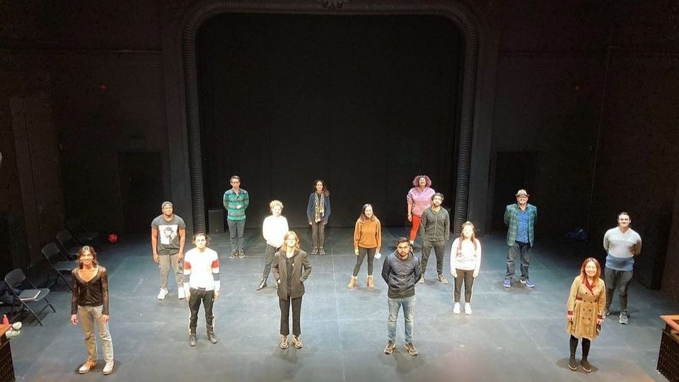 Participants of the Kiln Young Writers Programme on stage after their final performance