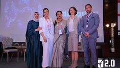 Dr Javeria K Shah poses with panel members at the Education 2.0 conference