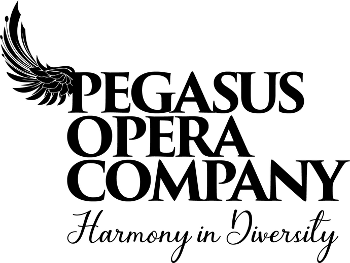 Pegasus Opera Company Logo - Company name in black text against a solid white background