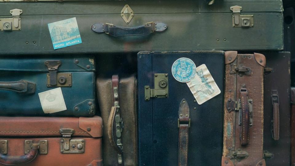 Close up of vintage suitcases