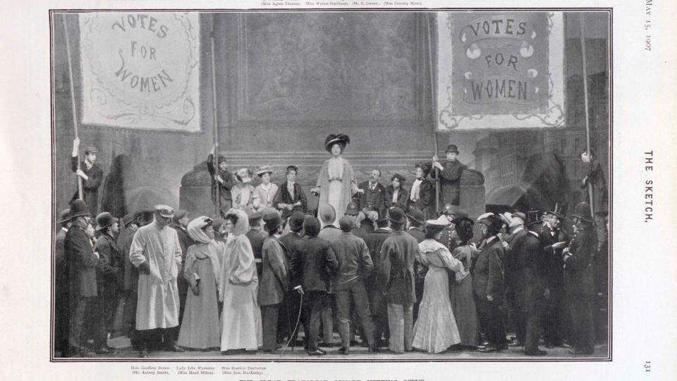 A black and white image of a Victorian crowd