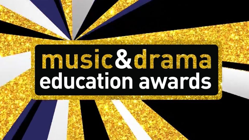 Music and Drama Education Awards Logo comprising words in gold in white on a black background