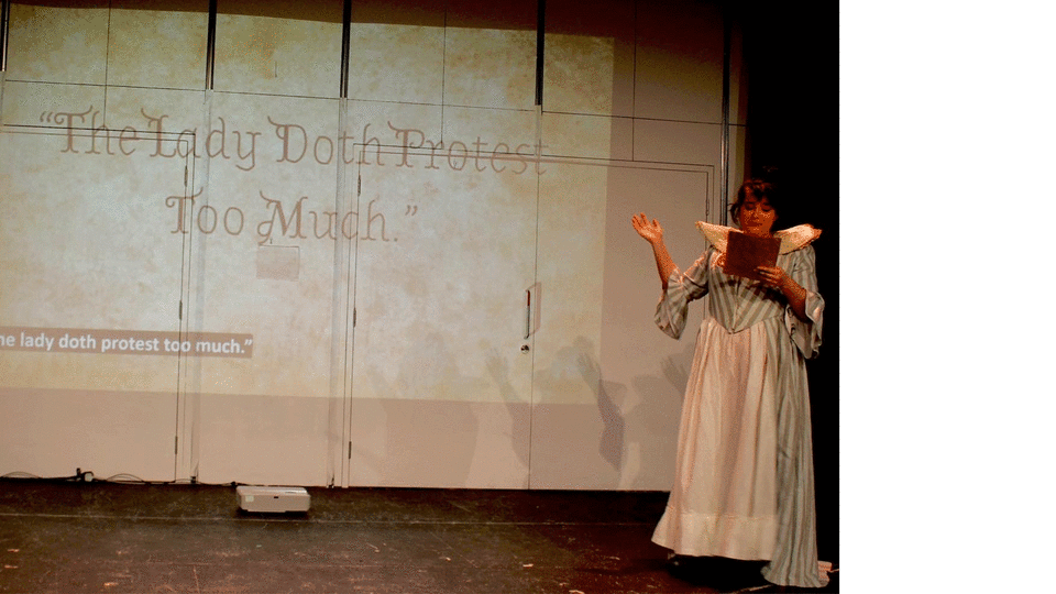 Image of Fannie performing her piece "The Play What Mine Ex Hath Wrote"