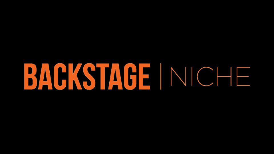 Orange Backstage Niche logo on black background