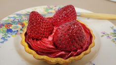 Close up of prop strawberry tart