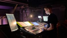Student at the Sound Desk mixing a show