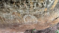 Close up of human made art on rock in Kenya