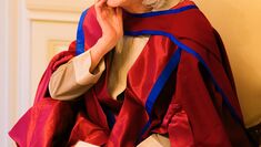 Nuria Espert wearing her Honorary Doctorate gown and hat