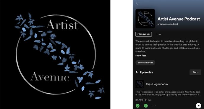 Artist Avenue Podcast Logo and Spotify screenshot