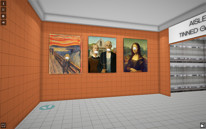 Digital rendering of artwork hanging on a peach wall