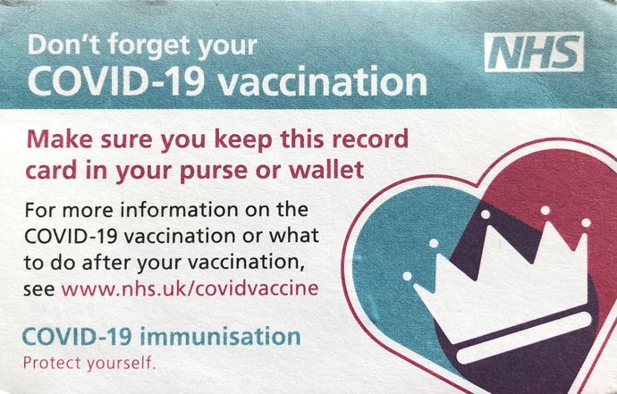 NHS COVID-19 vaccination card