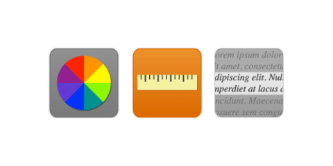 Three buttons, a colour wheel, a ruler and a screen mask