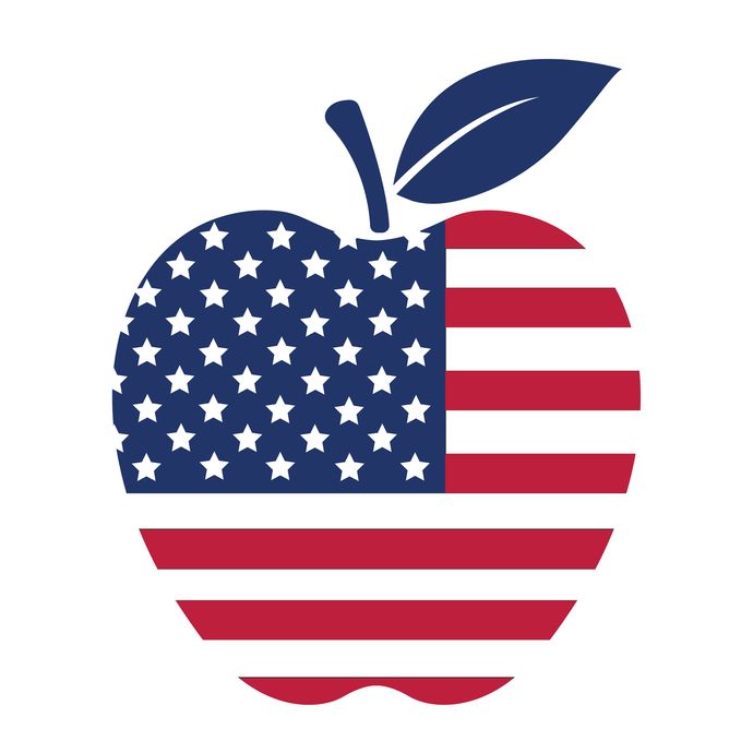 The American flag in the shape of an apple